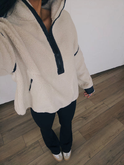 Cloudland Oversized Half-Zip - Oatmeal/Black