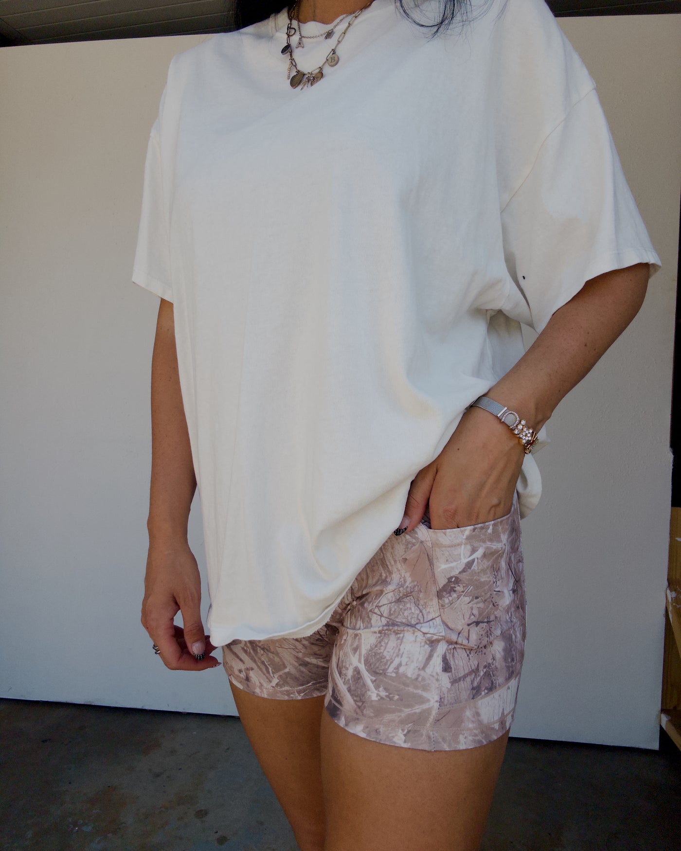 Cross Over Biker Shorts - Camo