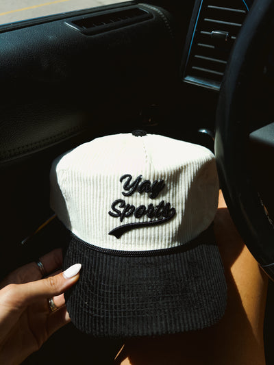 Yay Sports Corduroy Hat - Cream/Black