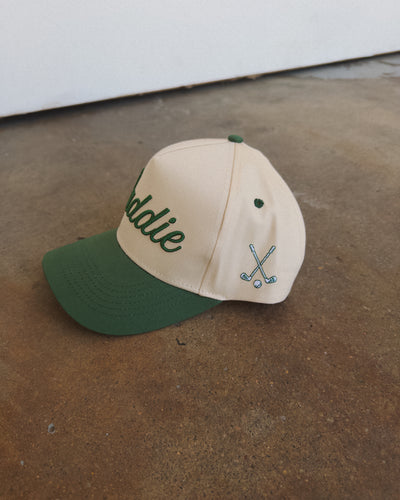 Caddie Cursive Hat - Green/Cream