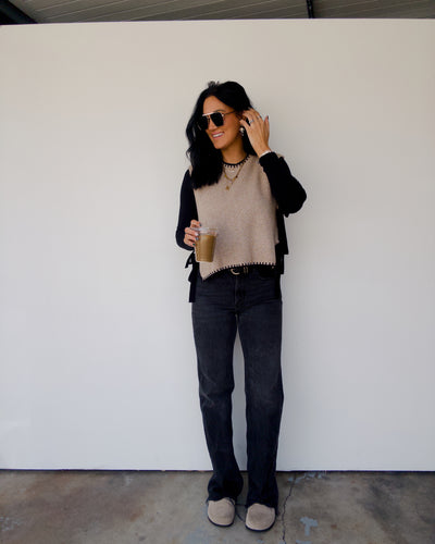 Marly Sweater Vest - Black/taupe