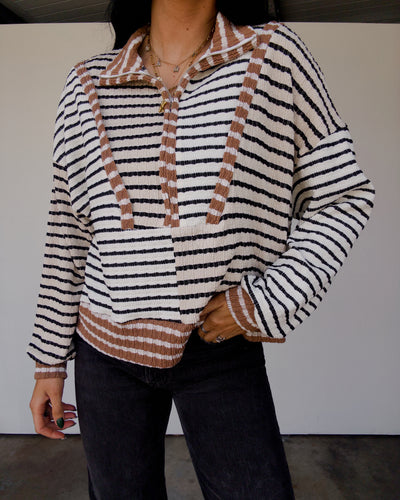 Melody Half-Zip Pullover - Black/Taupe