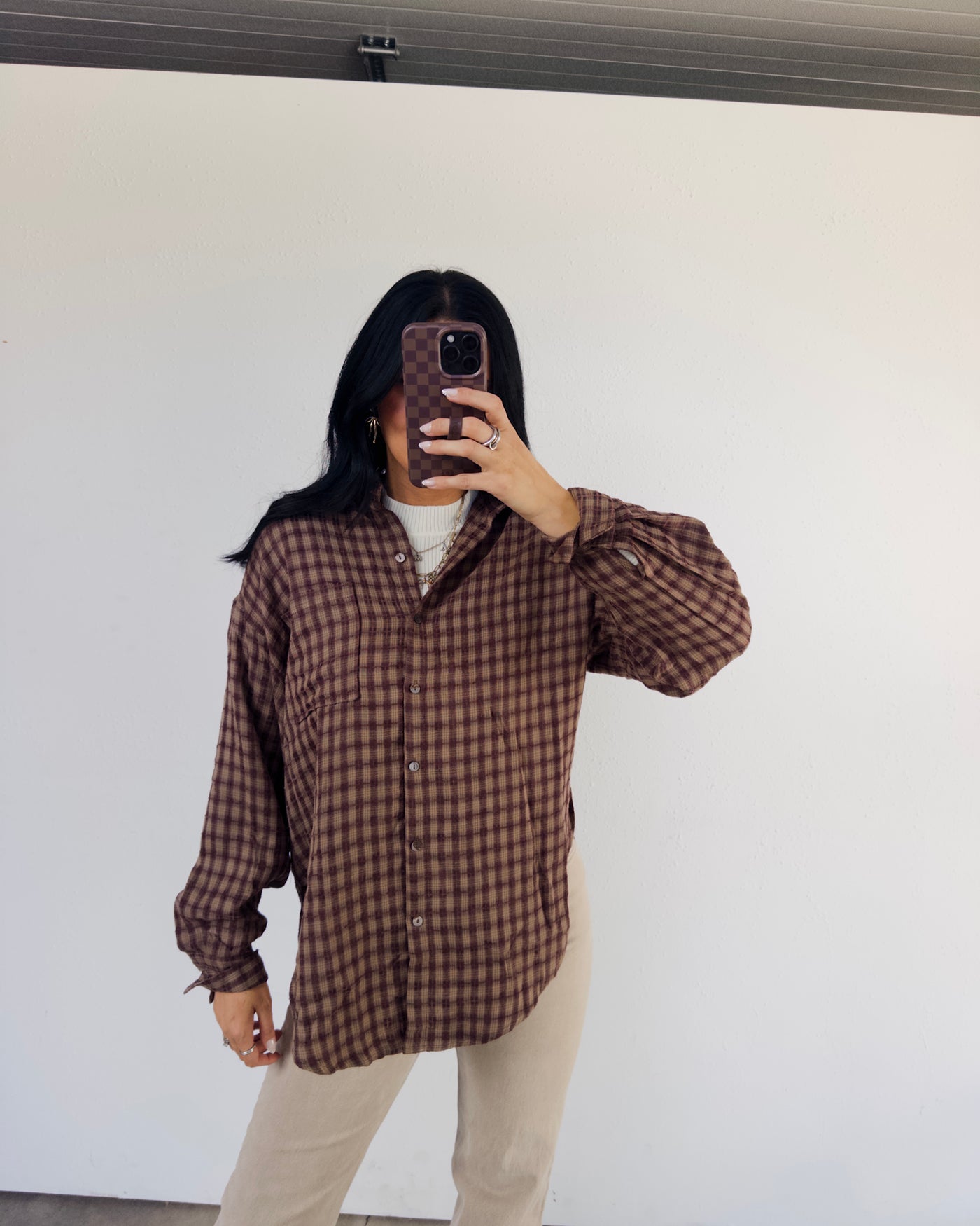 Mia Checkered Top - Brown
