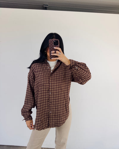 Mia Checkered Top - Brown