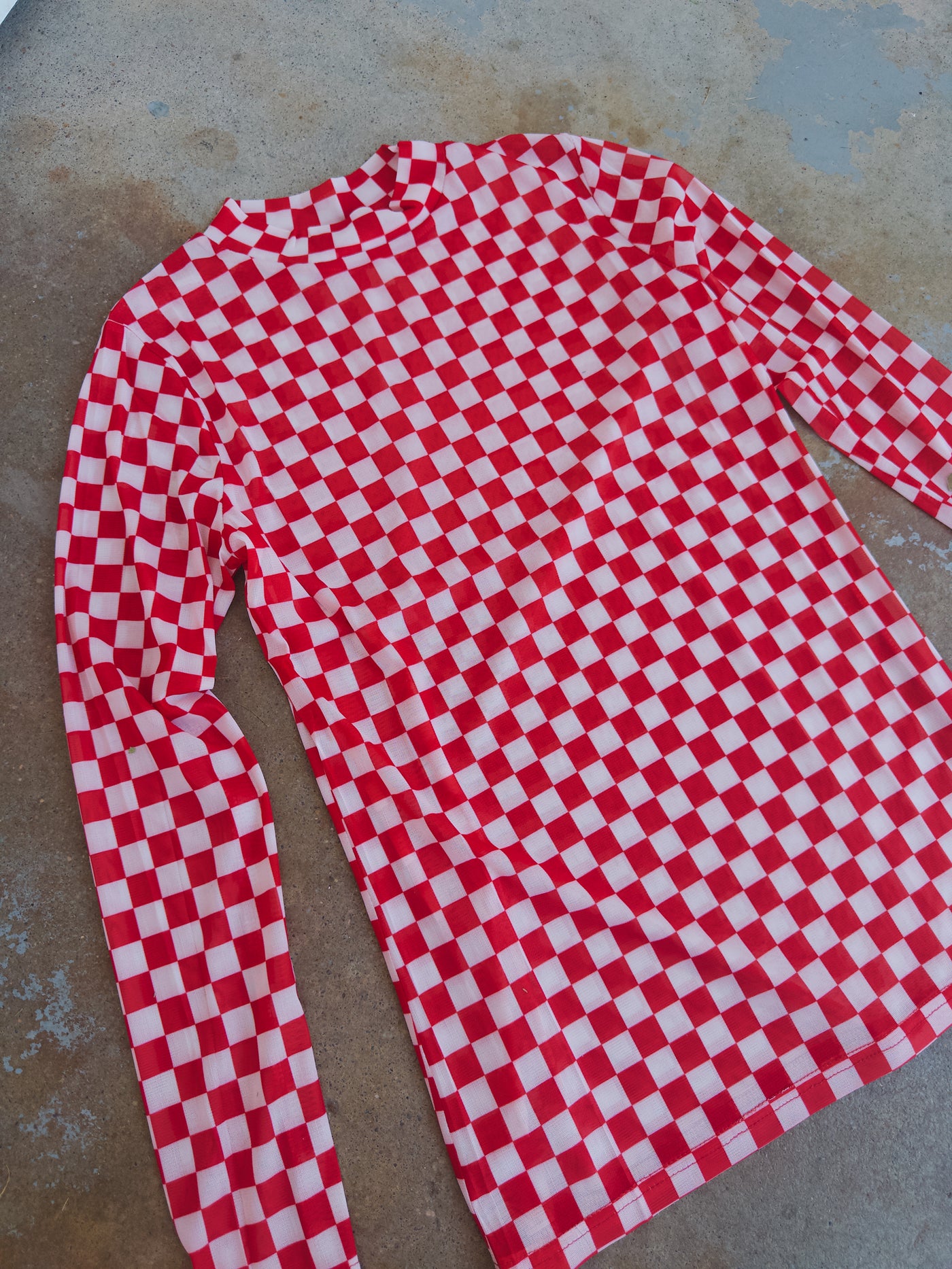 Checked Out Mesh Top - Red/White