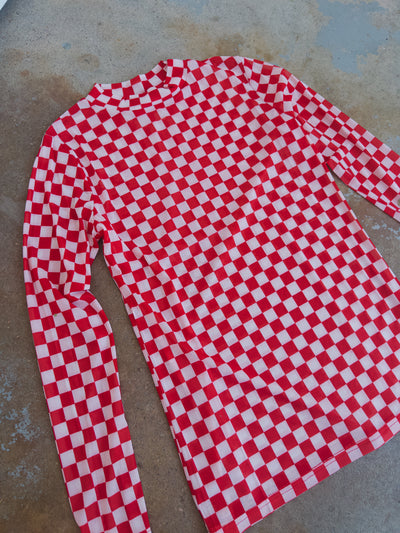 Checked Out Mesh Top - Red/White