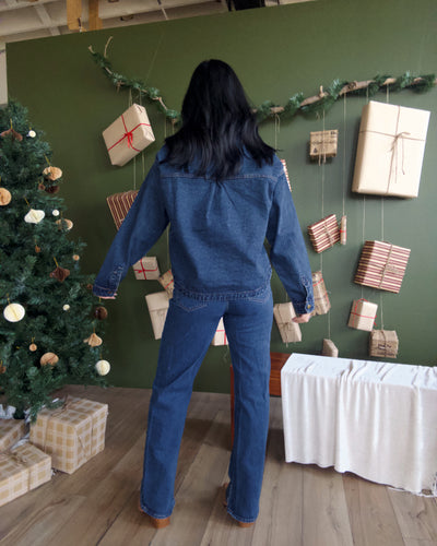 Varsity Blues Denim Jacket - Dark Wash