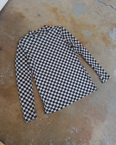 Checked Out Mesh Top - Black/White