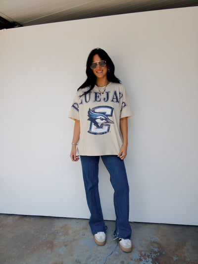 Bluejays Split Oversized Tee - Oatmeal
