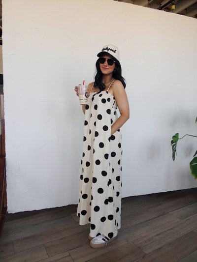 Polka Dot Maxi Dress - Cream/Black