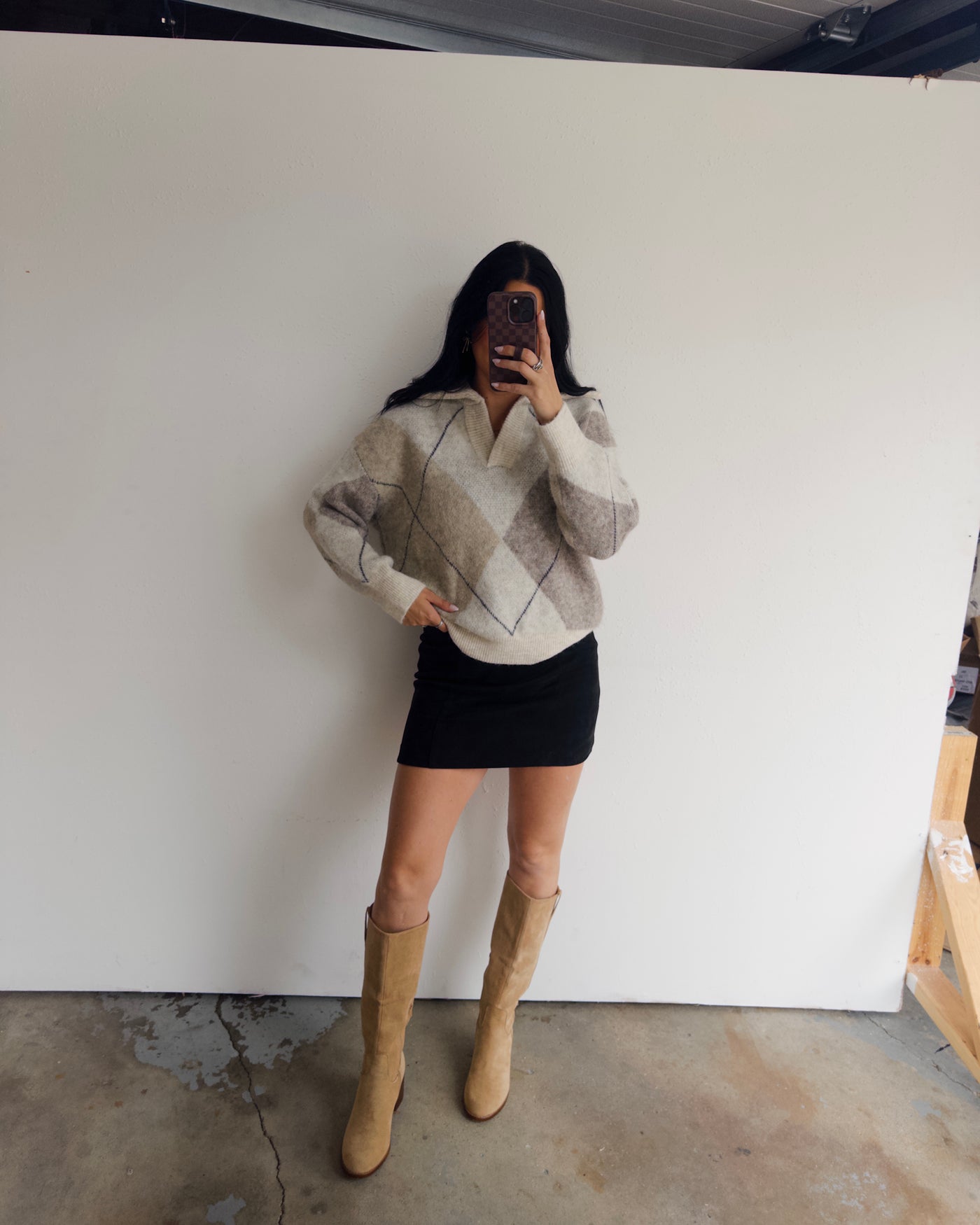 The Aspen Argyle Sweater - Oatmeal