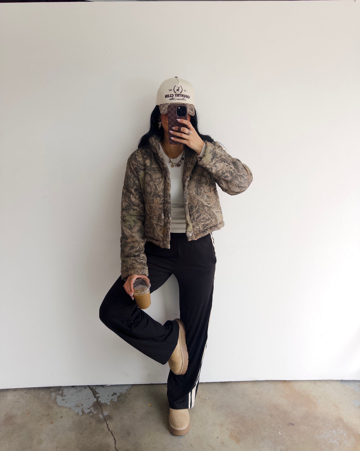 Woodland Puff Cropped Jacket - Dark Camo