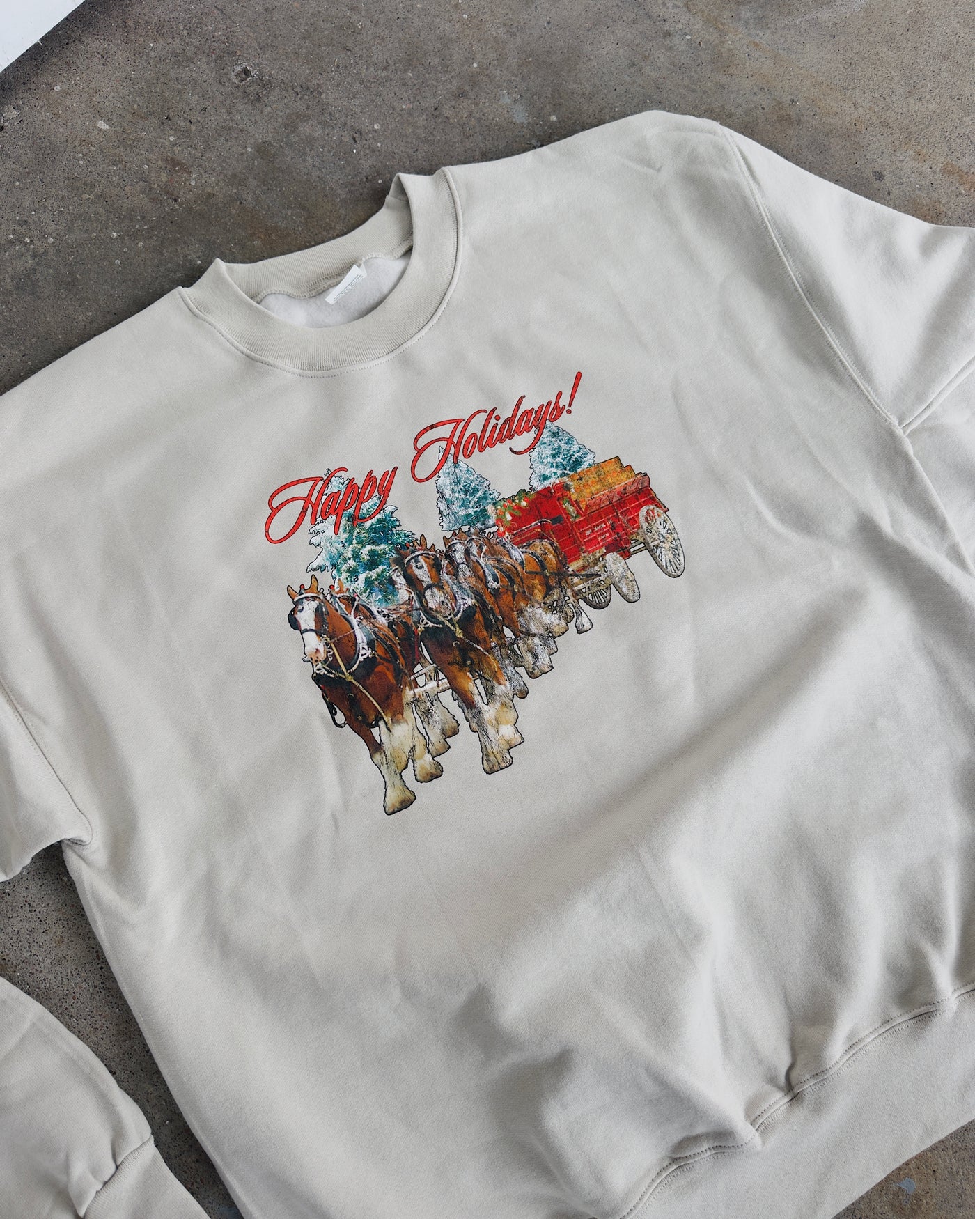 Happy Holidays Sweatshirt - Sand