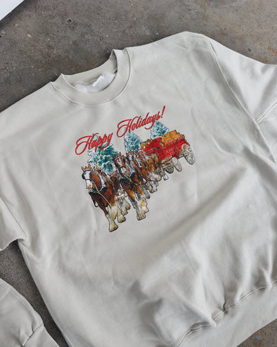 Happy Holidays Sweatshirt - Sand