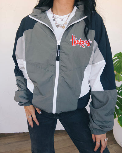 Nebraska Cornhuskers Oversized Track Jacket - Black/Charcoal