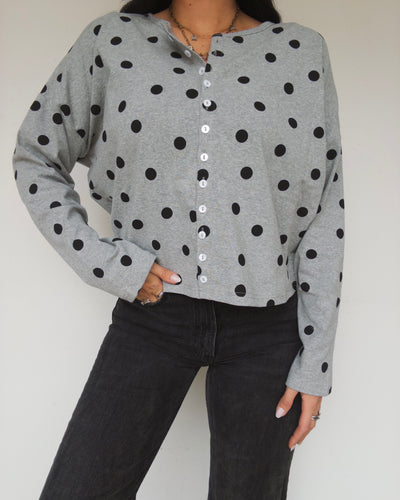 Cody Polka Dot Cardigan - Grey/Black