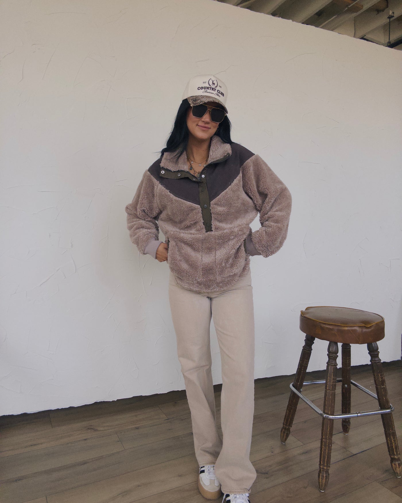 Cabin Creek Oversized Pullover - Mauve/Brown