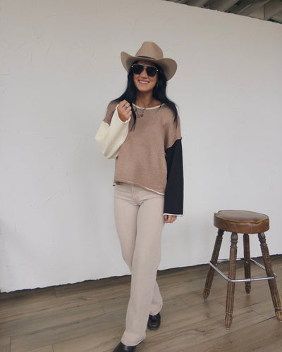 Remy Colorblock Sweater - Taupe/Black