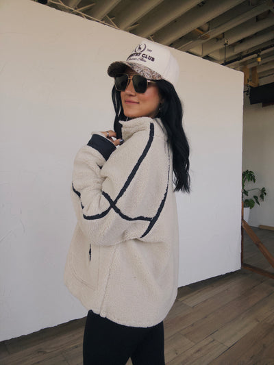 Cloudland Oversized Half-Zip - Oatmeal/Black