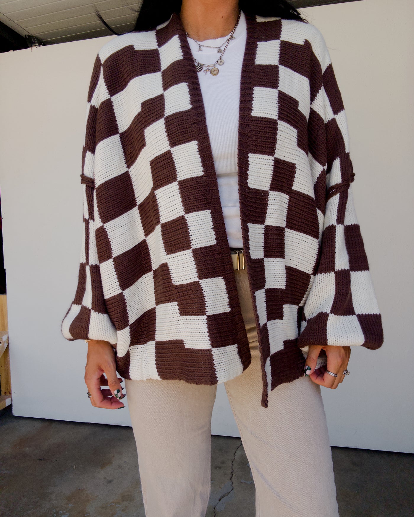 Check Me Out Cardigan - Brown/Ivory