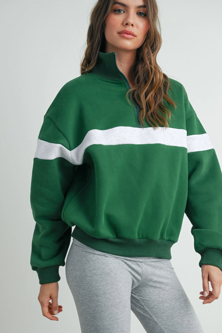 Two-Tone Pullover - Green/Grey
