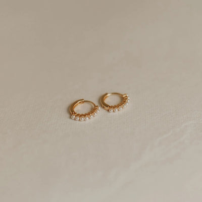 Grace Pearl Mini Hoops - Gold
